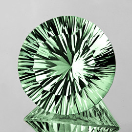13.00 mm { 7.40 cts } Round Concave Cut Extreme Brilliancy Natural Green Amethyst {Flawless-VVS1}