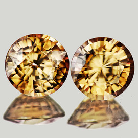 5.70 mm 2 pcs Round Machine Cut Extreme Brilliancy Premium Champagne Zircon Natural {Flawless-VVS1}--AAA Grade