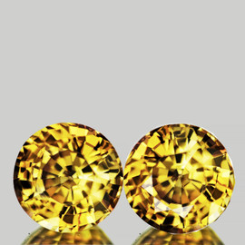 5.00 mm 2 pcs Round Machine Cut Extreme Brilliancy Natural Brilliant Yellow Zircon {Flawless-VVS1}--AAA Grade