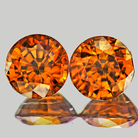 5.00 mm 2 pcs Round Machine Cut Extreme Brilliancy Natural Brilliant Orange Zircon {Flawless-VVS1}--AAA Grade
