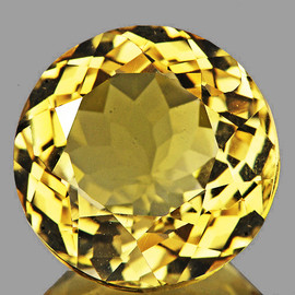10.00 mm { 2.87 cts }Round Brilliant Cut AAA Fire Natural Golden Yellow Citrine (Flawless-VVS1}