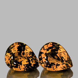 8x6 mm 2 pcs { 3.40 cts } Pear AAA Fire AAA Peach Golden Zircon Natural {Flawless-VVS1}--AAA Grade