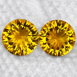 10.00 mm 2pcs Round Concave Cut Extreme Brilliancy Intense Golden Yellow Citrine Natural {Flawless-VVS1}--AAA Grade