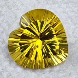 16.00 mm { 12.26 cts } Heart Concave Cut Extreme Brilliancy Intense Golden Yellow Citrine Natural {Flawless-VVS1}--AAA Grade