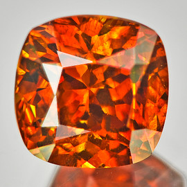 6x5.5 mm { 1.10 cts } Cushion Brilliant Cut Extreme Brilliancy Premium Orange Sphalerite Natural {Flawless-VVS}--Premium Grade