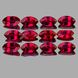 4x2 mm 12 pcs Marquise Best AAA Fire Intense Red Mogok Ruby Natural {Flawless-VVS}--AAA Grade