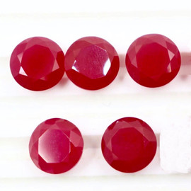 3.50 mm 5 pcs Round Diamond Cut Natural Red Ruby