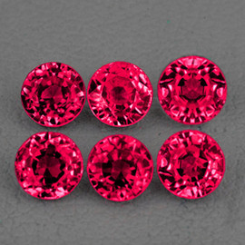 3.20 mm 6 pcs { 1.11 cts } Round AAA Fire Intense Red Mogok Ruby Natural {VVS}--AAA Grade