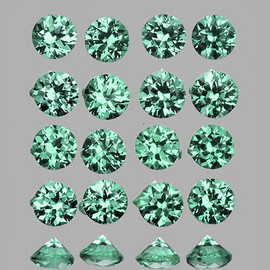 2.20 mm 25 pcs { 1.11 cts } Round Brilliant Cut AAA Fire AAA Blue Green Emerald Natural { VVS } --AAA Grade