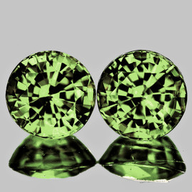 4.20 mm 2 pcs { 0.87 cts } Round Machine Cut Extreme Brilliancy Intense Green Australia Sapphire Natural {Flawless-VVS}--AAA Grade