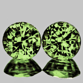 4.50 mm 2 pcs { 0.95 cts } Round Machine Cut Extreme Brilliancy Intense Green Australia Sapphire Natural {Flawless-VVS}--AAA Grade