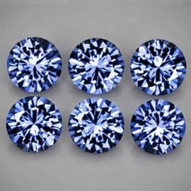 3.00 mm 6 pcs Round Machine Brilliant Cut Extreme Brilliancy Natural Blue Ceylon Sapphire {Flawless-VVS}--AAA Grade