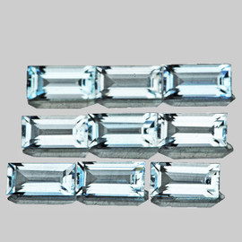 5x2 mm 9 pcs Baguette Machine Cut AAA Fire Natural Blue Aquamarine {Flawless-VVS}