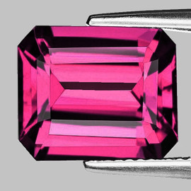 7.5x6.5 mm { 1.83 cts } Octagon Emerald Cut AAA Neon Premium Raspberry Pink Rhodolite Garnet Natural (Umbalite) {Flawless-VVS1}--AAA Grade