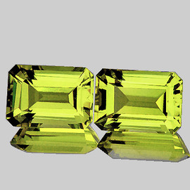 10x7 mm 2pcs Octagon Emerald Cut AAA Fire Natural Green Gold Lemon Quartz {Flawless-VVS}