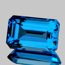 18x11 mm { 14.34 cts } Octagon Emerald Cut AAA Fire Intense Swiss Blue Topaz Natural {Flawless-VVS}--AAA Grade