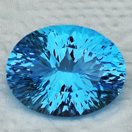 20x16 mm { 26.74 cts } Oval Concave Cut Extreme Brilliancy Natural Swiss Blue Topaz {Flawless-VVS}--AAA Grade