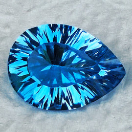 17x12 mm { 10.34 cts } Pear Concave Cut Extreme Brilliancy Intense Swiss Blue Topaz Natural {Flawless-VVS}--AAA Grade