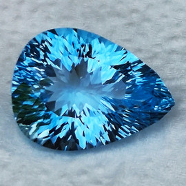 19x14 mm { 18.26 cts } Pear Concave Cut Extreme Brilliancy Natural Swiss Blue Topaz {Flawless-VVS}--AAA Grade