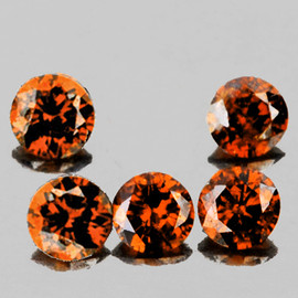 1.70 mm 5 pcs Round Brilliant Cut Natural Cognac Orange Diamond