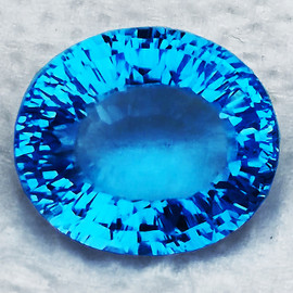 17x15 mm { 23.00 cts } Oval Concave Cut Extreme Brilliancy Natural Swiss Blue Topaz {Flawless-VVS}--AAA Grade
