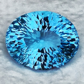 17x14 mm { 18.82 cts } Oval Concave Cut Extreme Brilliancy Intense Sky Blue Topaz Natural {Flawless-VVS}--AAA Grade