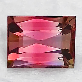 7.5x5.5 mm { 1.60 cts } Baguette Machine Emerald Cut Extreme Brilliancy Natural Bi Color Pink Tourmaline { Flawless-VVS }--AAA Grade