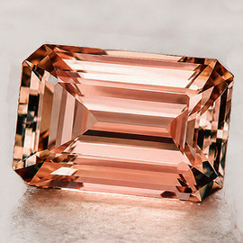 12x8 mm { 5.23 cts } Octagon Emerald Cut Excellent Luster Intense Peach Pink Morganite Natural { Flawless-VVS }--Premium Grade