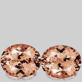 11x9 mm 2pcs { 6.70 cts} Oval Brilliant Cut Extreme Brilliancy Natural AAA Peach Pink Morganite [Flawless-VVS]--AAA Grade