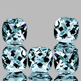 5.00 mm 5 pcs Cushion AAA Fire Natural Santa Maria Blue Aquamarine {Flawless-VVS}