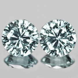 7.00 mm 2pcs  Round Machine Brilliant Cut Extreme Brilliancy Natural Sky Blue Aquamarine {Flawless-VVS}--AAA Grade