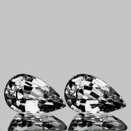 6.5x4 mm 2pcs Pear Extreme Brilliancy Natural White Sapphire {Flawless-VVS}--AAA Grade