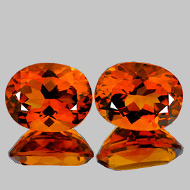 10.5x8.5 mm 2pcs Oval Brilliant Cut AAA Fire Intense Madeira Orange Citrine Natural {Flawless-VVS1}--AAA Grade