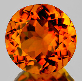 9.00 mm { 2.67 cts } Round Brilliant Cut AAA Fire Intense Madeira Orange Citrine Natural {Flawless-VVS1}--AAA Grade