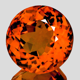 10.50 mm { 4.20 cts } Round Brilliant Cut AAA Fire Intense Madeira Orange Citrine Natural {Flawless-VVS1}--AAA Grade