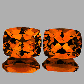 10x8 mm 2 pcs { 6.25 cts } Cushion Brilliant Cut AAA Fire Intense Madeira Orange Citrine Natural {Flawless-VVS1}--AAA Grade