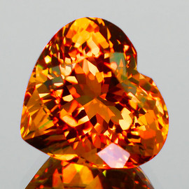 10.50 mm { 3.70 cts } Heart Brilliant Cut AAA Fire Intense Madeira Orange Citrine Natural {Flawless-VVS1}--AAA Grade