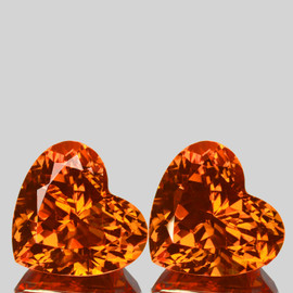 10.00 mm 2pcs Heart Brilliant Cut AAA Fire Intense Madeira Orange Citrine Natural {Flawless-VVS1}--AAA Grade
