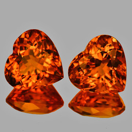 9.00 mm 2pcs Heart Brilliant Cut AAA Fire Intense Madeira Orange Citrine Natural {Flawless-VVS1}--AAA Grade