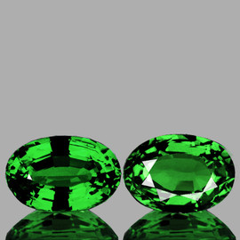 6.5x4.5 mm 2 pcs { 1.30 cts} Oval AAA Fire Natural Emerald Green Tsavorite Garnet Natural {Flawless-VVS}