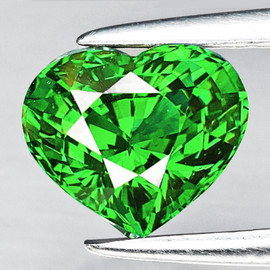 6.00 mm { 0.93 cts} Heart Extreme Brilliancy Premium Chrome Green Tsavorite Garnet Natural { Flawless-VVS }--AAA Grade
