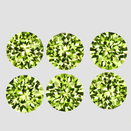 3.50 mm 6 pcs Round Machine Brilliant Cut Extreme Brilliancy Natural AAA Yellow Green Chrysoberyl {Flawless-VVS}--AAA Grade