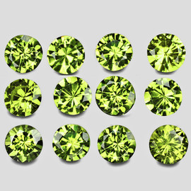 2.80 mm 12 pcs Round Machine Brilliant Cut Extreme Brilliancy Natural AAA Yellow Green Chrysoberyl {Flawless-VVS}--AAA Grade