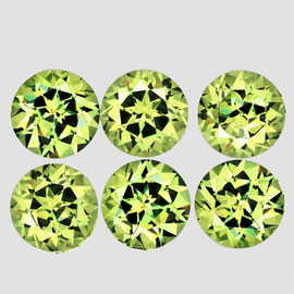 3.30 mm 6 pcs Round Machine Brilliant Cut Extreme Brilliancy Natural AAA Yellow Green Chrysoberyl {Flawless-VVS}--AAA Grade