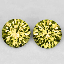 3.80 mm 2 pcs Round Machine Brilliant Cut Extreme Brilliancy Natural Intense Yellow Chrysoberyl {Flawless-VVS}--AAA Grade