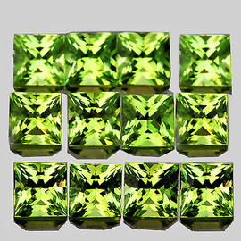 2.50 mm 12 pcs Square Machine Princess Cut Extreme Brilliancy Natural AAA Yellow Green Chrysoberyl {Flawless-VVS}--AAA Grade