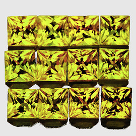 2.50 mm 12 pcs Square Machine Princess Cut Extreme Brilliancy Natural Intense Yellow Chrysoberyl {Flawless-VVS}--AAA Grade