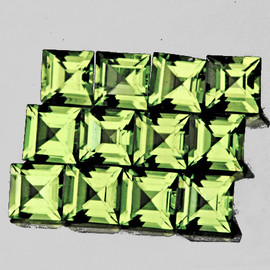 2.50 mm 12 pcs Square Machine Cut Extreme Brilliancy Natural Yellow Green Chrysoberyl {Flawless-VVS}--AAA Grade