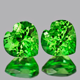5.50 mm 2pcs Heart Brilliant Cut AAA Fire Intense Chrome Green Tsavorite Garnet Natural { Flawless-VVS }