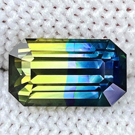 7x4 mm { 0.92 cts } Octagon Emerald Cut Bi Color Yellow Blue Sapphire Natural {Flawless-VVS}--AAA Grade